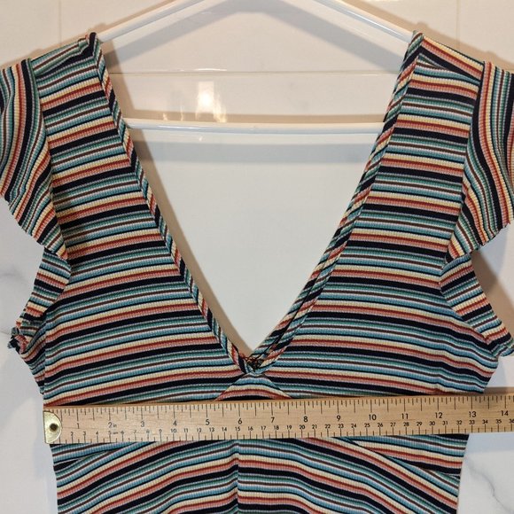 Wild Fable Colourful Striped Dress with Ruffle Sleeves - Picture 5 of 5